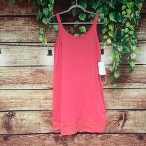 Eileen Fisher Pink Rose Tank Dress Ruffle Hem Small Organic Cotton Mini Short